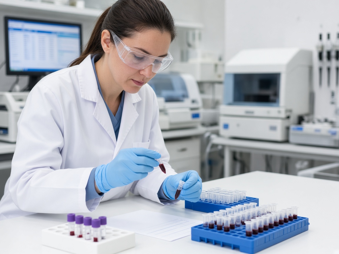 Laboratory technician preparing samples in a clean lab